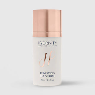 Hydrinity Renewing HA Serum 15 mL bottle on a light gray background