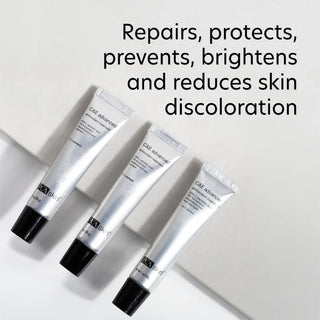 PCA Skin C&E Advanced treatment highlighting benefits that repair, protect, brighten, and reduce the appearance of skin discoloration
