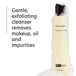 PCA Skin Facial Wash gentle exfoliating cleanser removes makeup, oil, and impurities