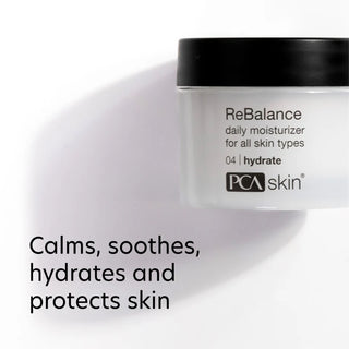 PCA Skin ReBalance Daily Moisturizer calms, soothes, hydrates, and protects skin